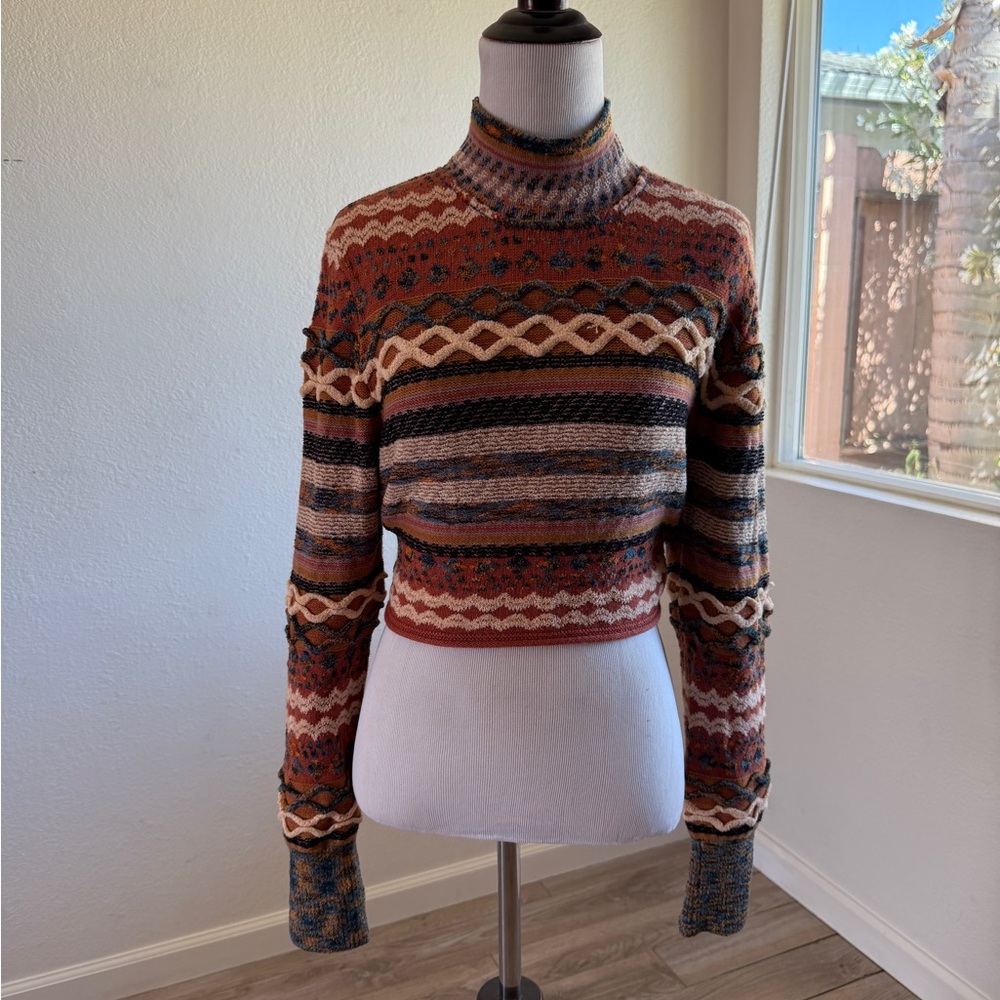 Multicolor Striped Turtleneck Sweater